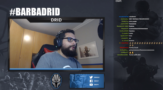 Drid hace streams habitualmente en la plataforma Twitch.tv