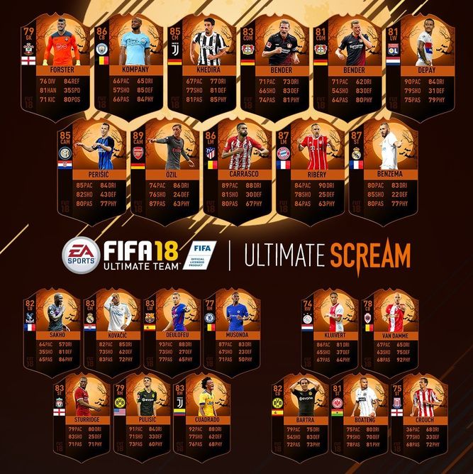 23 cartas de Ultimate Scream en FIFA 18