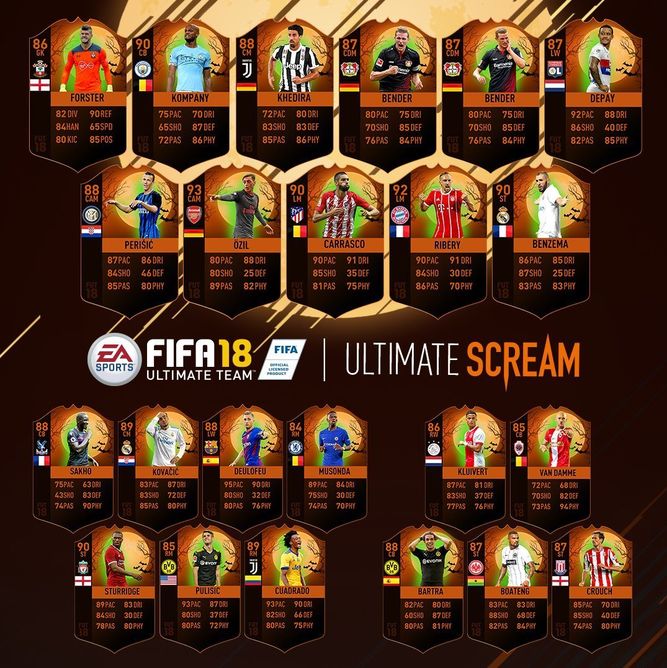 23 cartas con transformación de Ultimate Scream en FIFA 18