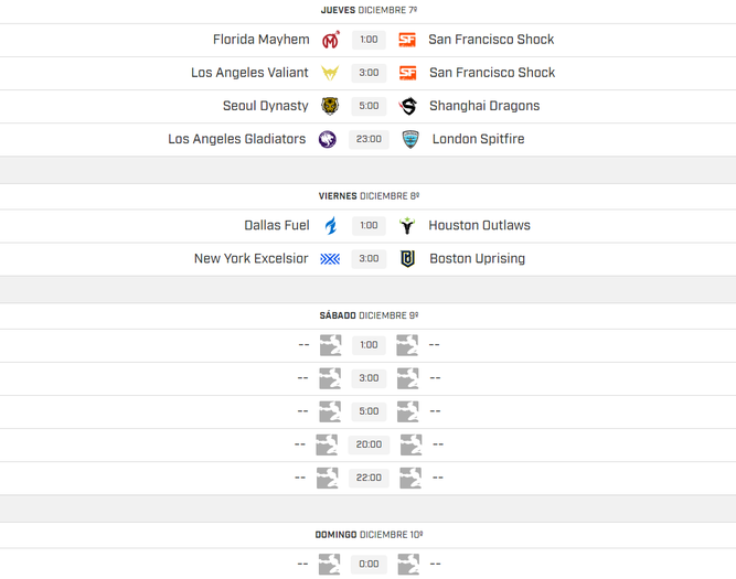 Horarios pretemporada