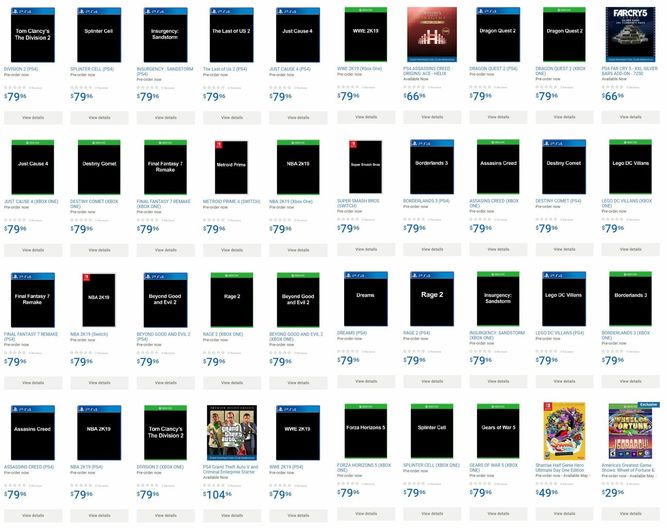 Filtración de juegos en Walmart Canadá