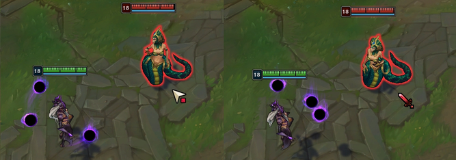 El nuevo cursor, imagen izquierda , vs el cursor clásico, imagen derecha