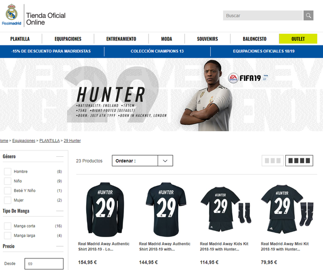 Alex Hunter es uno más del Real Madrid en la tienda oficial