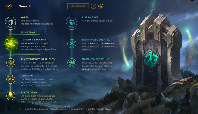 En la segunda rama se puede variar bastante, aunque una de las más vistas entre los jugadores profesionales utilizan esta rama de Inspiración