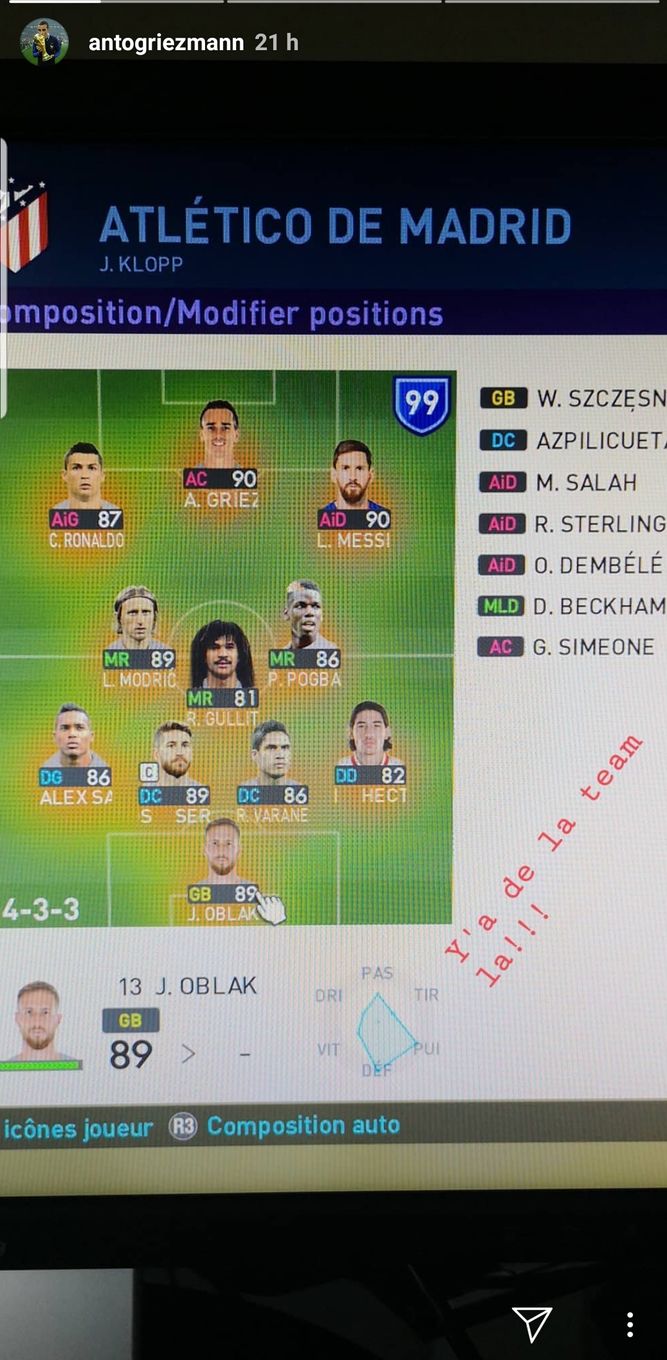 El equipo ideal de Griezmann en PES