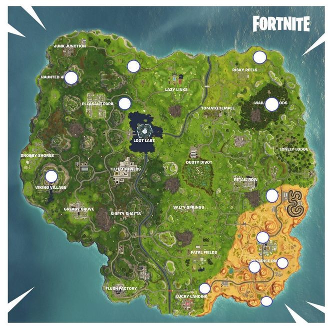 Esas son las 12 grietas que están repartidas por el mapa de Fortnite