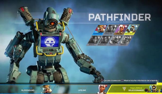 Selección de personajes de Apex Legends