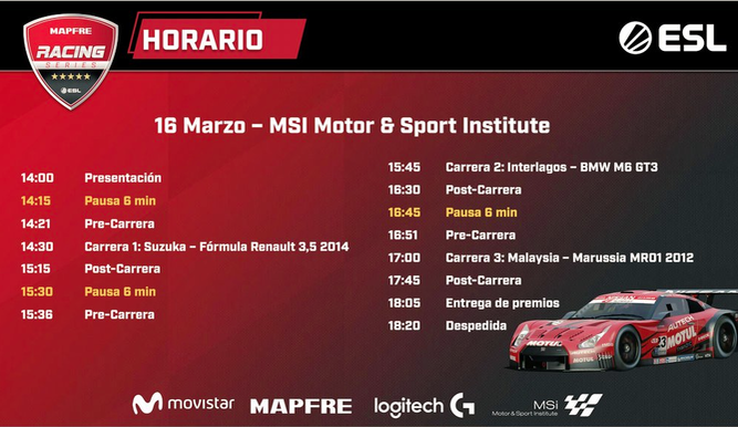 Los horarios de la competición