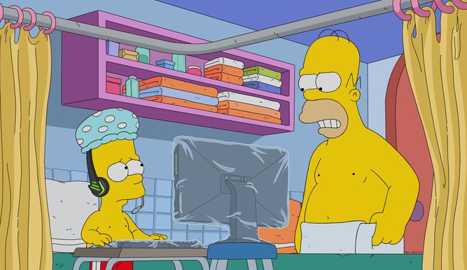 Bart y Homer en una escena de "E my sports"
