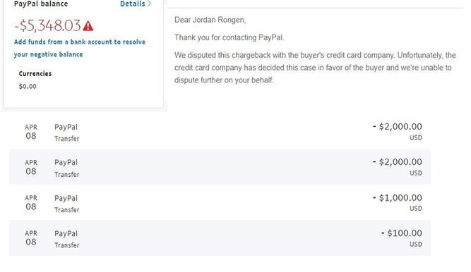 Extracto de la cuenta de Jordyx3 en PayPal