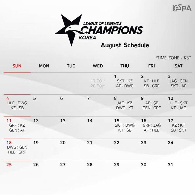 Calendario de agosto