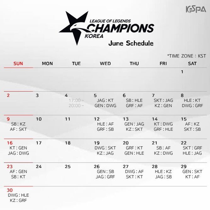 Calendario de junio