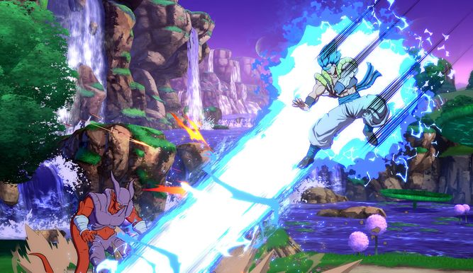 SSGSS Gogeta usando un movimiento de Vegeta
