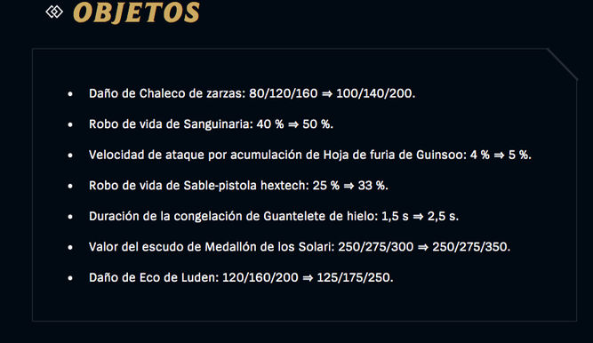 Detalles de los cambios a objetos