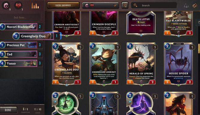Distintos tipos de cartas que podemos obtener en Legends of Runeterra