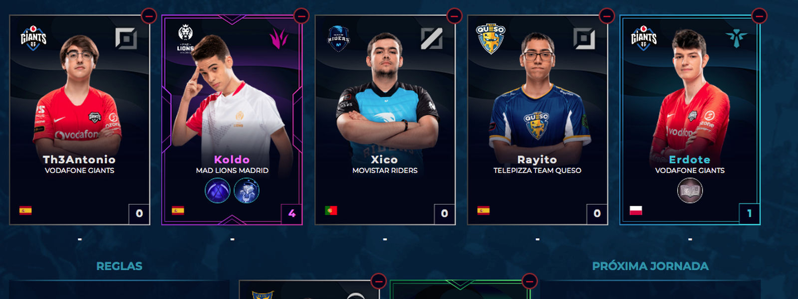 Interfaz del SuperFantasy de Superliga Orange