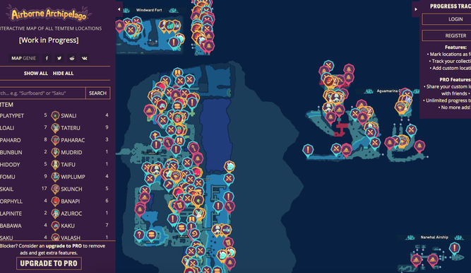 La interfaz completa con leyenda incluida del mapa interactivo