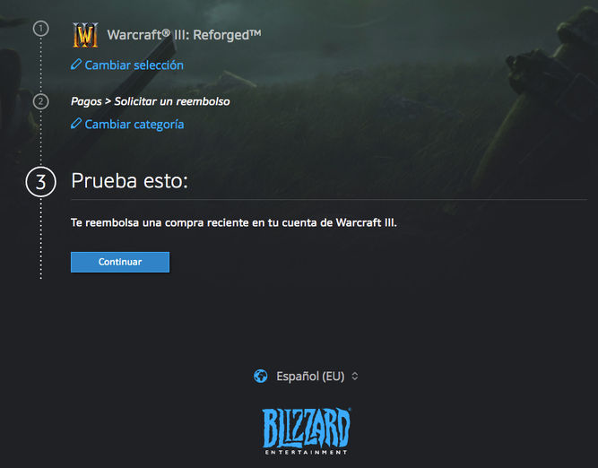 Warcraft 3: Reforged puede ser devuelto en la página de Battle.net