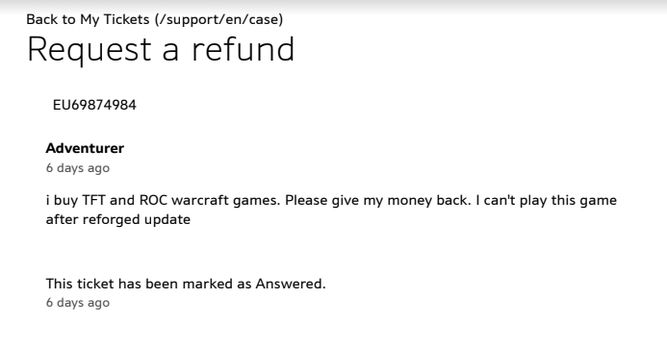 Imagen del ticket mandando por el usuario afectado