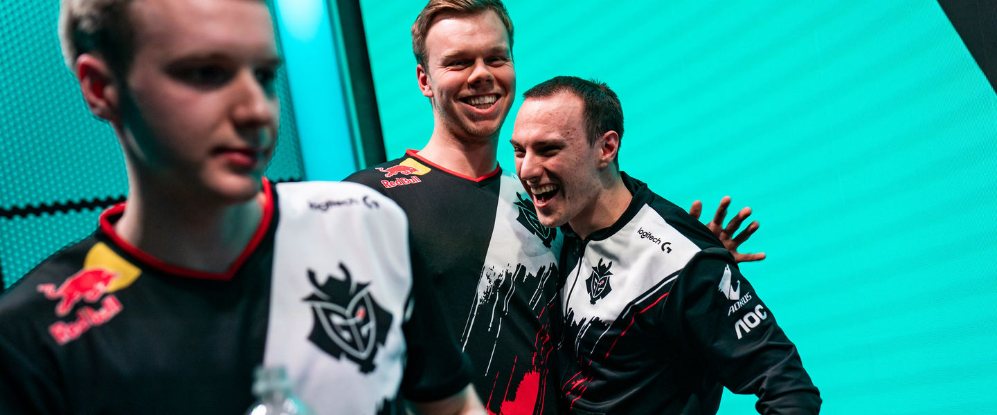 G2 Esports celebrando su victoria ante Fnatic