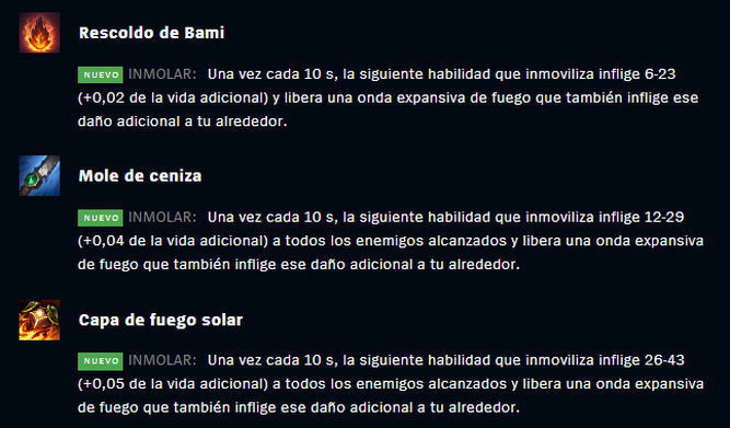 Los cambios a los objetos creados por el Rescoldo de Bami en el parche 10.4