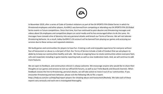 Comunicado oficial de EA