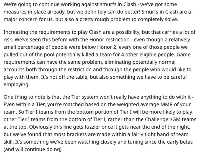 Declaración de Riot IamWalrus en el hilo de Reddit