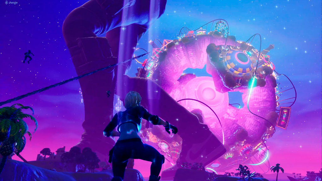Un enorme Travis Scott camina por el mapa de Fortnite