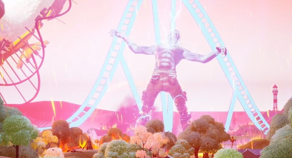Travis Scott convirtiéndose en mitad del evento