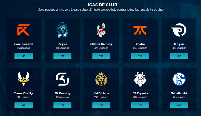 Ligas de los equipos