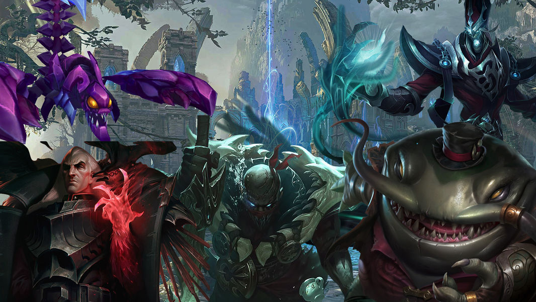 Skarner, Swain, Pyke, Tahm Kench y Karthus