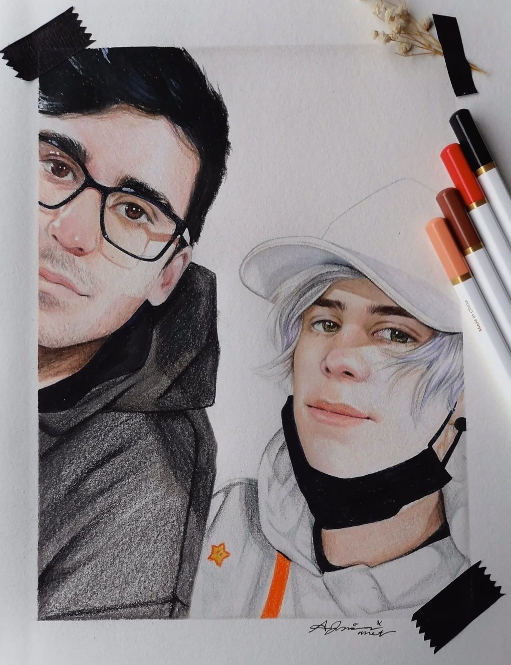 Mangel y ElRubius en ilustración digital