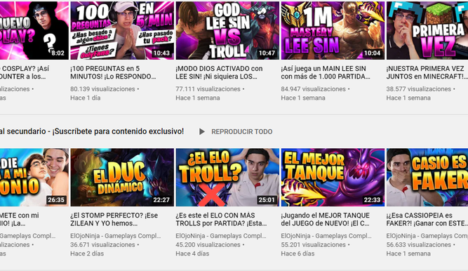 Canal YouTube ElOjoNinja