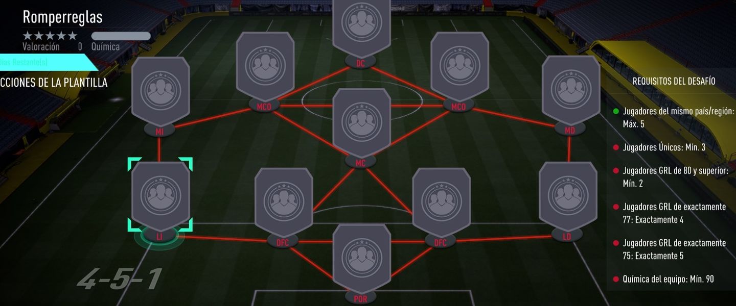 FIFA 21: solución al SBC Romperreglas