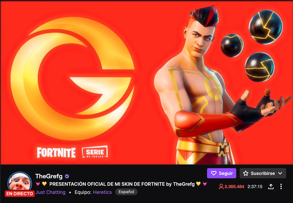 La skin de TheGrefg en Fortnite