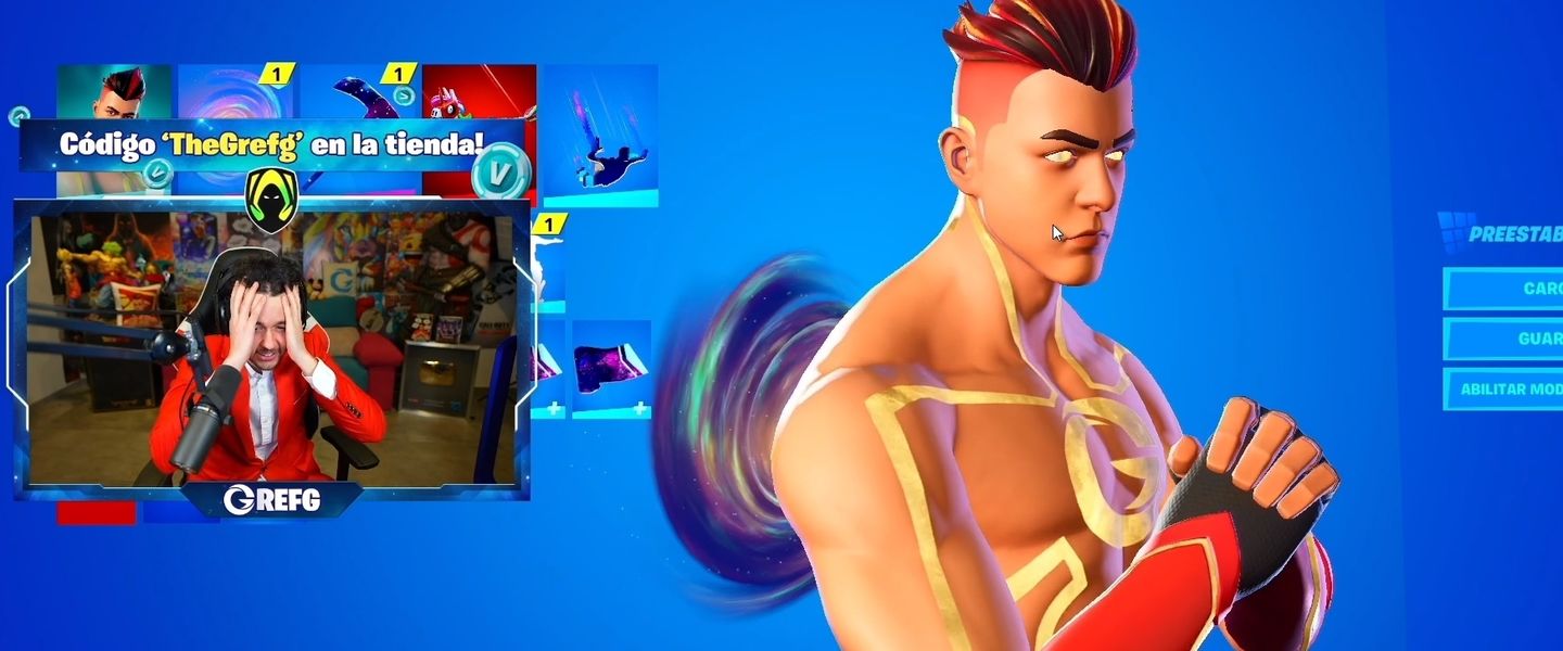 Grefg viendo su skin en Fortnite