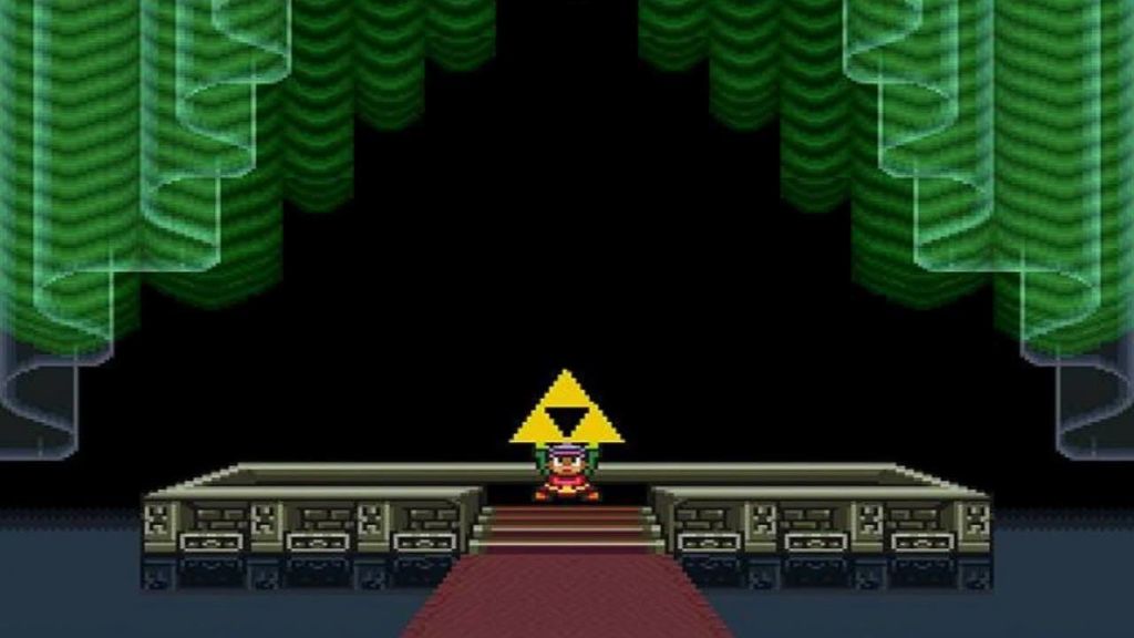 El símbolo de la trifuerza aparece por primera vez en el escudo de Link en “A Link to the Past”