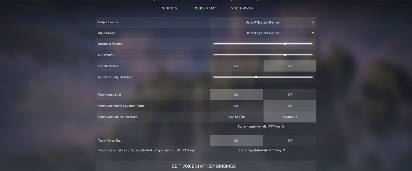 Imagen del menú de chat de voz de VALORANT
