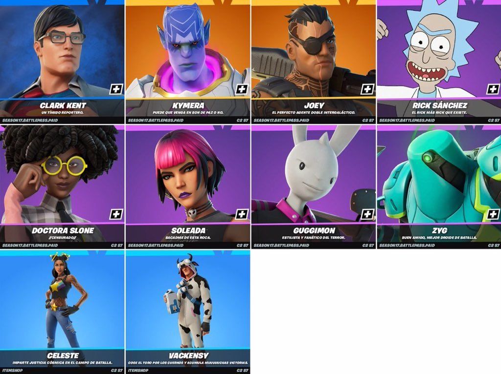 Montaje con todas las skins