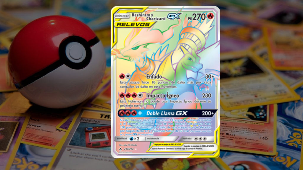 Reshiram y Charizard GX Rainbow / Vínculos Indestructibles (aky CG Works)