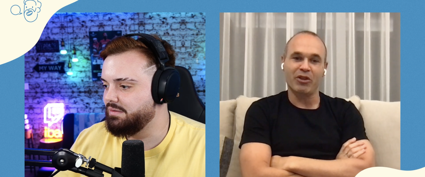 Ibai e Iniesta charlando tranquilamente