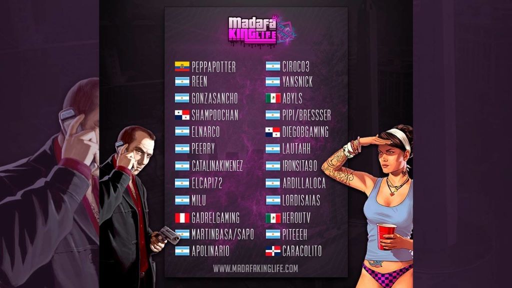 PeppaPotter, Reen, GonzaSancho, SahmpooChan, Elnarco, Peerry, CatalinaKimenez, ElCapi72, Milu, Gadrelgaming, MartinBasa/Sapo, Apolinario, Ciroco3, YansNick, Ablys, Pipi/Bresser, DiegoBGaming, Lautahh, Ironsita90, ArdillaLoca, LordiSaias, Heroutv, Piteeeh y Caracolito.
