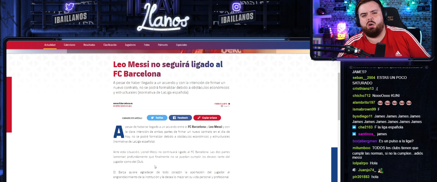 Ibai leyendo el comunicado