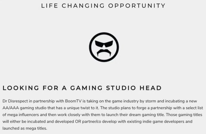 Dr Disrespect busca un director para su nuevo estudio