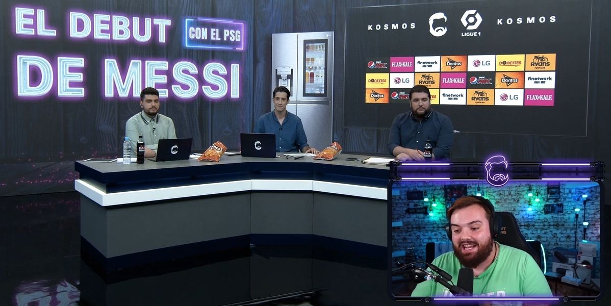 Ibai y su equipo de comentaristas en la previa del partido