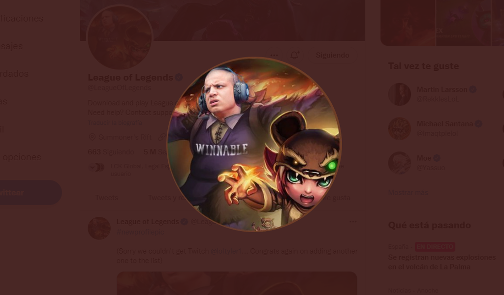 Tyler1 es la cara de la cuenta de Twitter de League of Legends