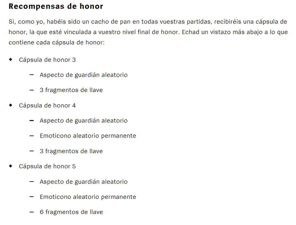 Recompensas de honor