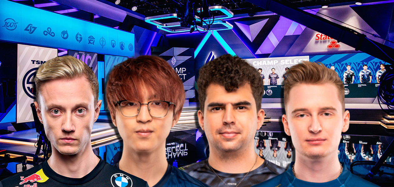 Los posibles nuevos jugadores de LCS en 2022 (Rekkles, Hans Sama, Bwipo y Humanoid, de izquierda a derecha)