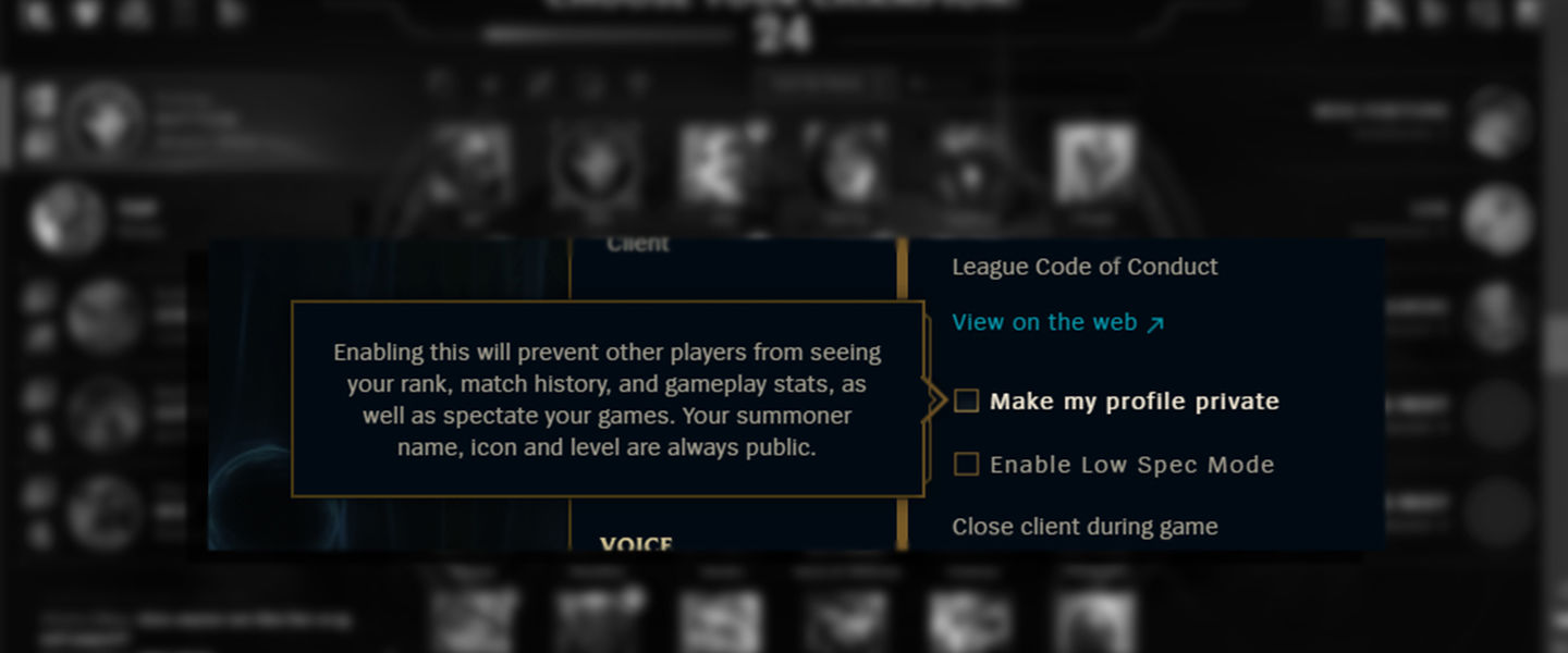 La opción de aparecer oculto en el LoL que está en el PBE