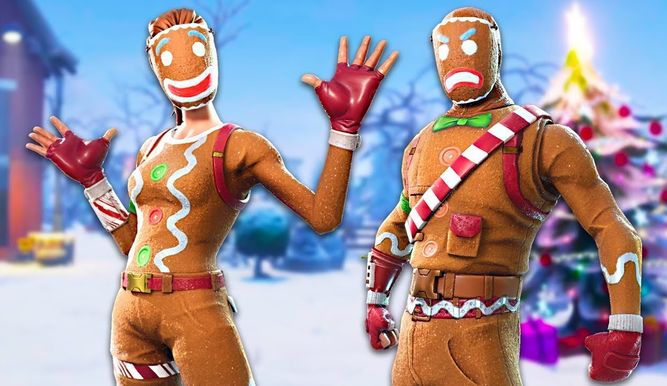 Ginger Gunner (chica) y Merry Marauder (chico). Estos atuendos de Fortnite están hechos de jengibre. Pero que su simpático aspecto no os engañe, son malignos